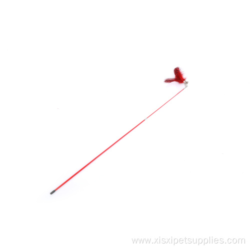 Stainless steel retractable cat teaser toy with feather